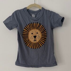 Winter Water Factory Dusty Blue Lion Print Kids T-Shirt 100% Organic Cotton 3T